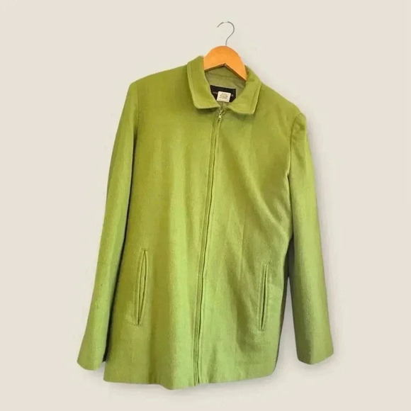 Harris/Wallace Green Wool Blend Jacket Size 8 Zip Closure - Picture 1 of 8